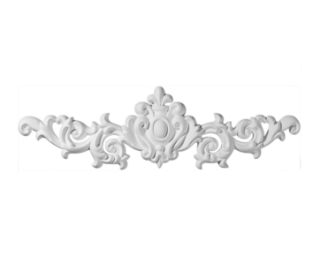 12in. W  x 3 3/4in. H x  5/8in. P Marcella Small Leaf with Scrolls Onlay